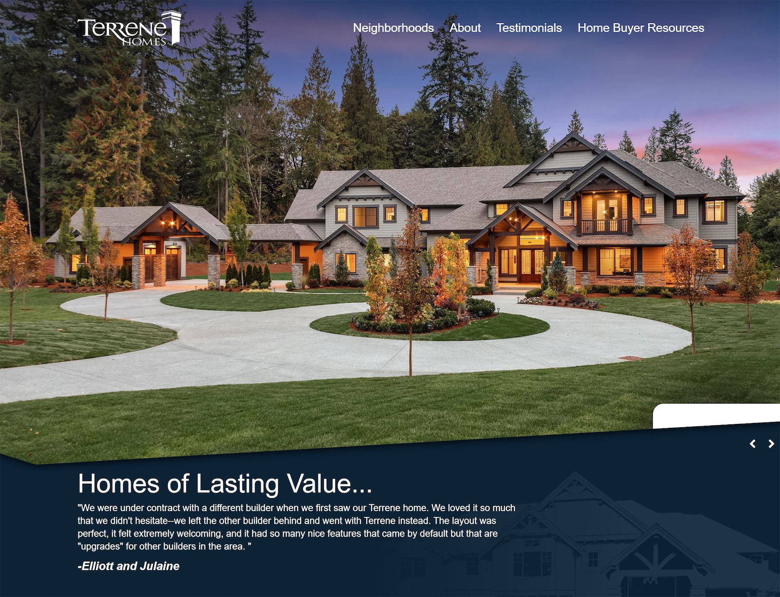Terrene Homes 2017 Website Design by Efinitytech Seattle