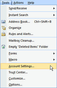 Outlook 2007 Accounts
