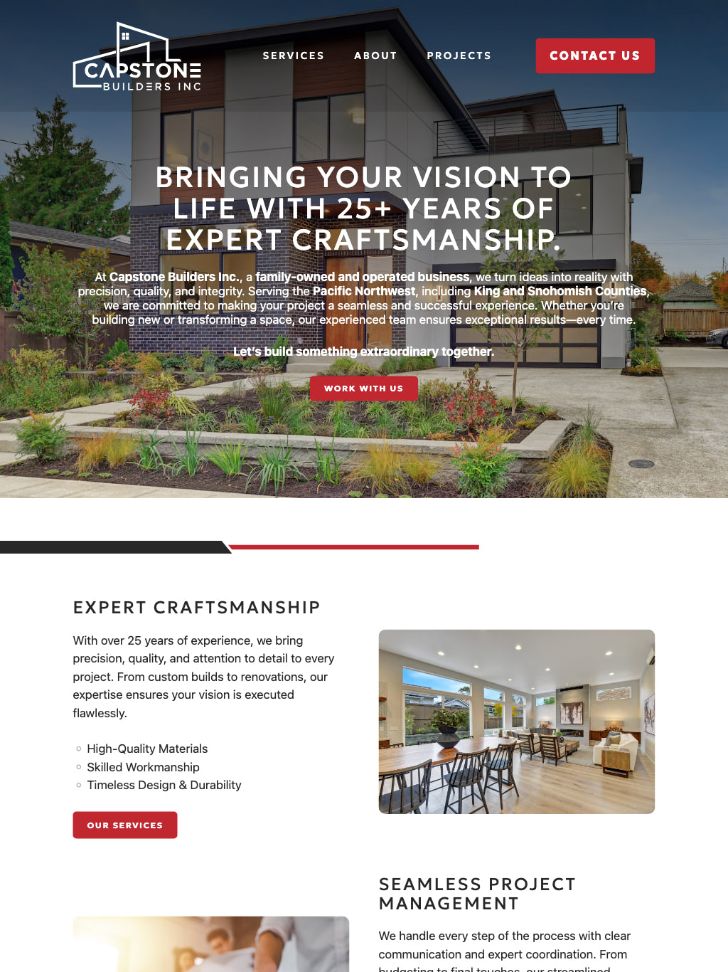 Capstone Builders Tablet Website Design by Efinitytech Seattle