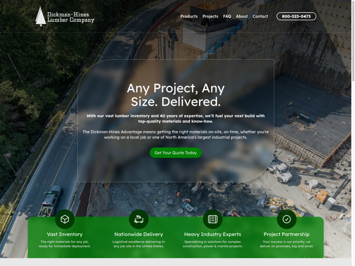 Dickman-Hines Lumber Company Website Design by Efinitytech Seattle