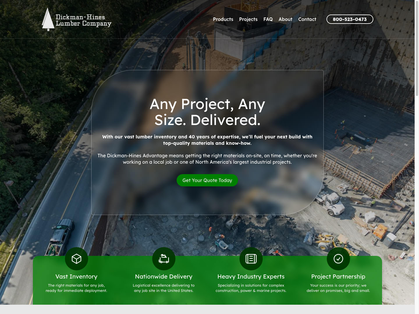 Dickman-Hines Lumber Company Website Design by Efinitytech Seattle