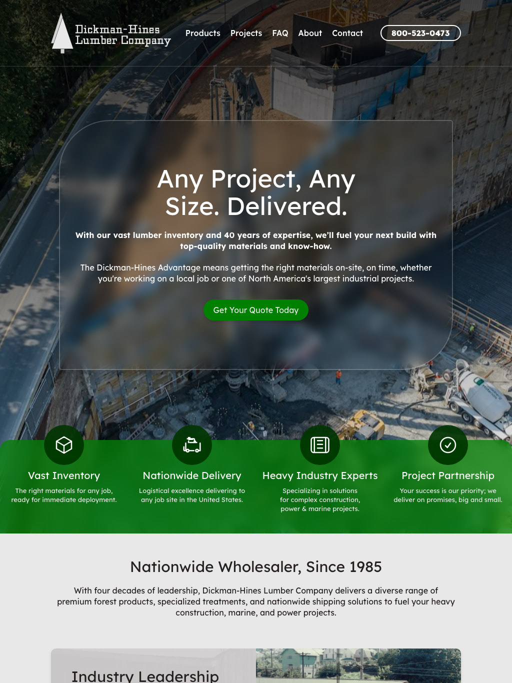 Dickman-Hines Lumber Company Tablet Website Design by Efinitytech Seattle