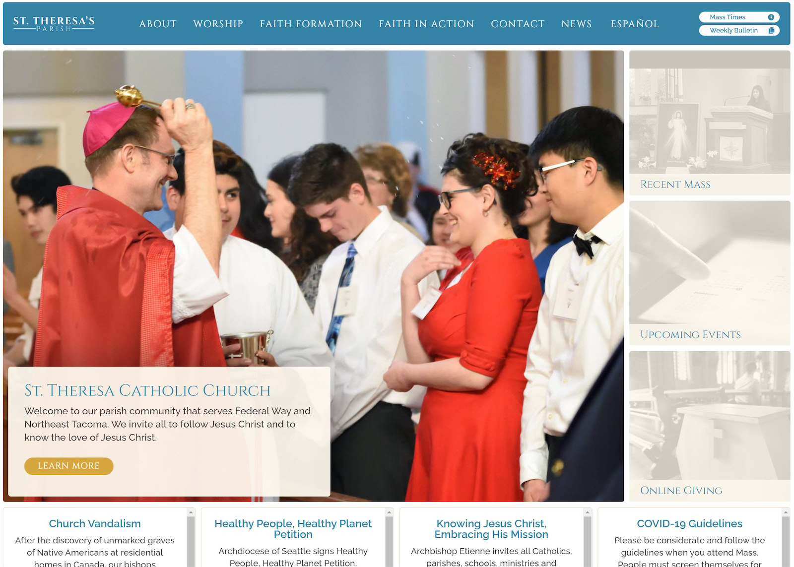St Theresa Catholic Church Website Design by Efinitytech Seattle