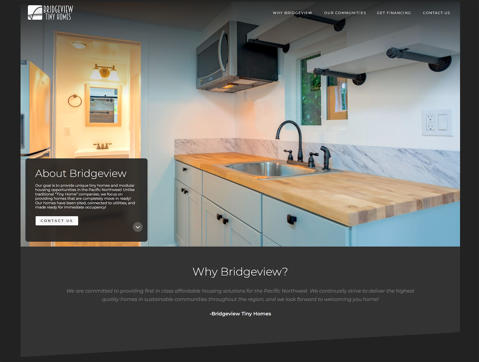 BVTinyHomes Website Design by Efinitytech Seattle