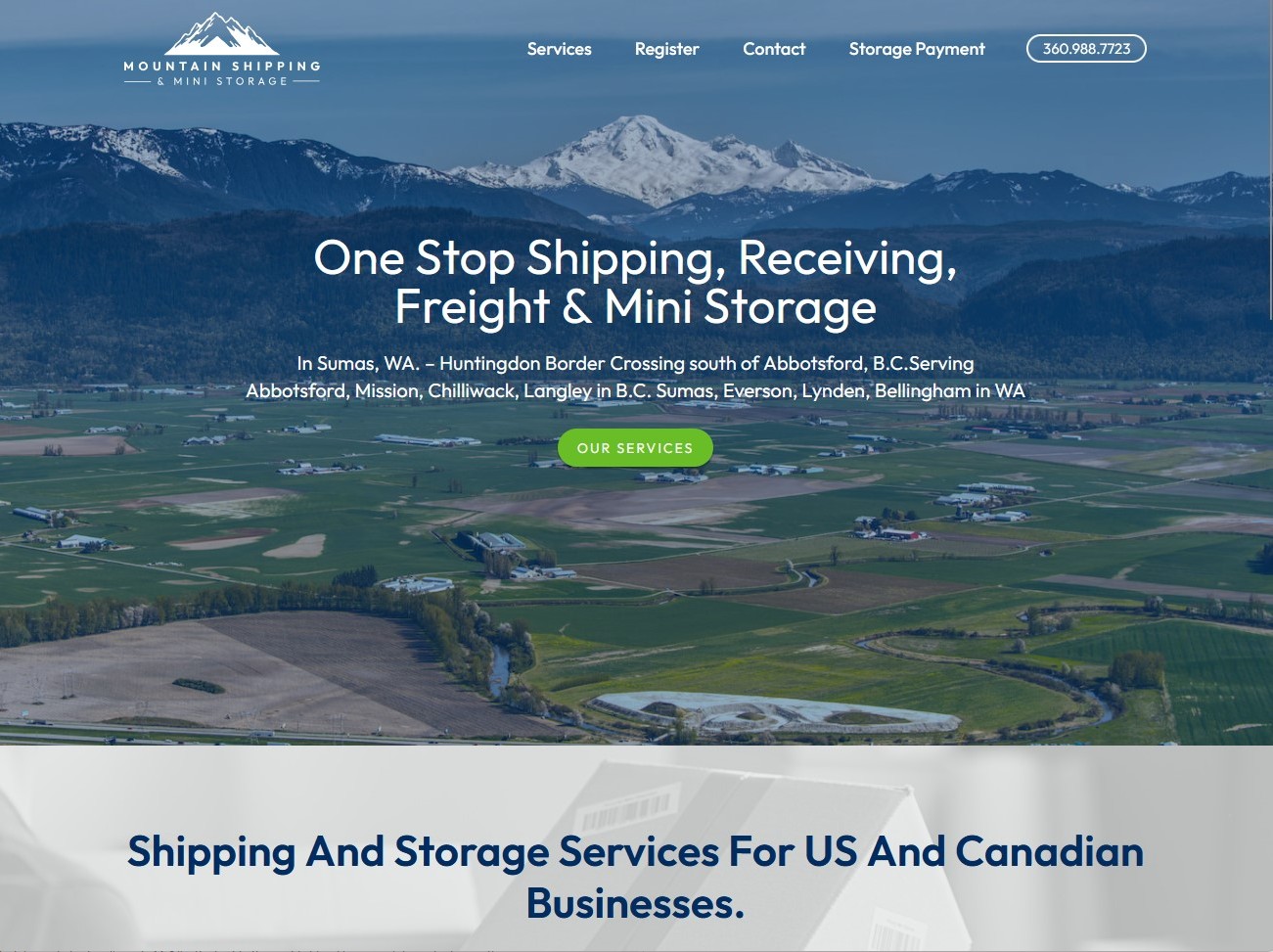 Mountain Shipping and Mini Storage home page