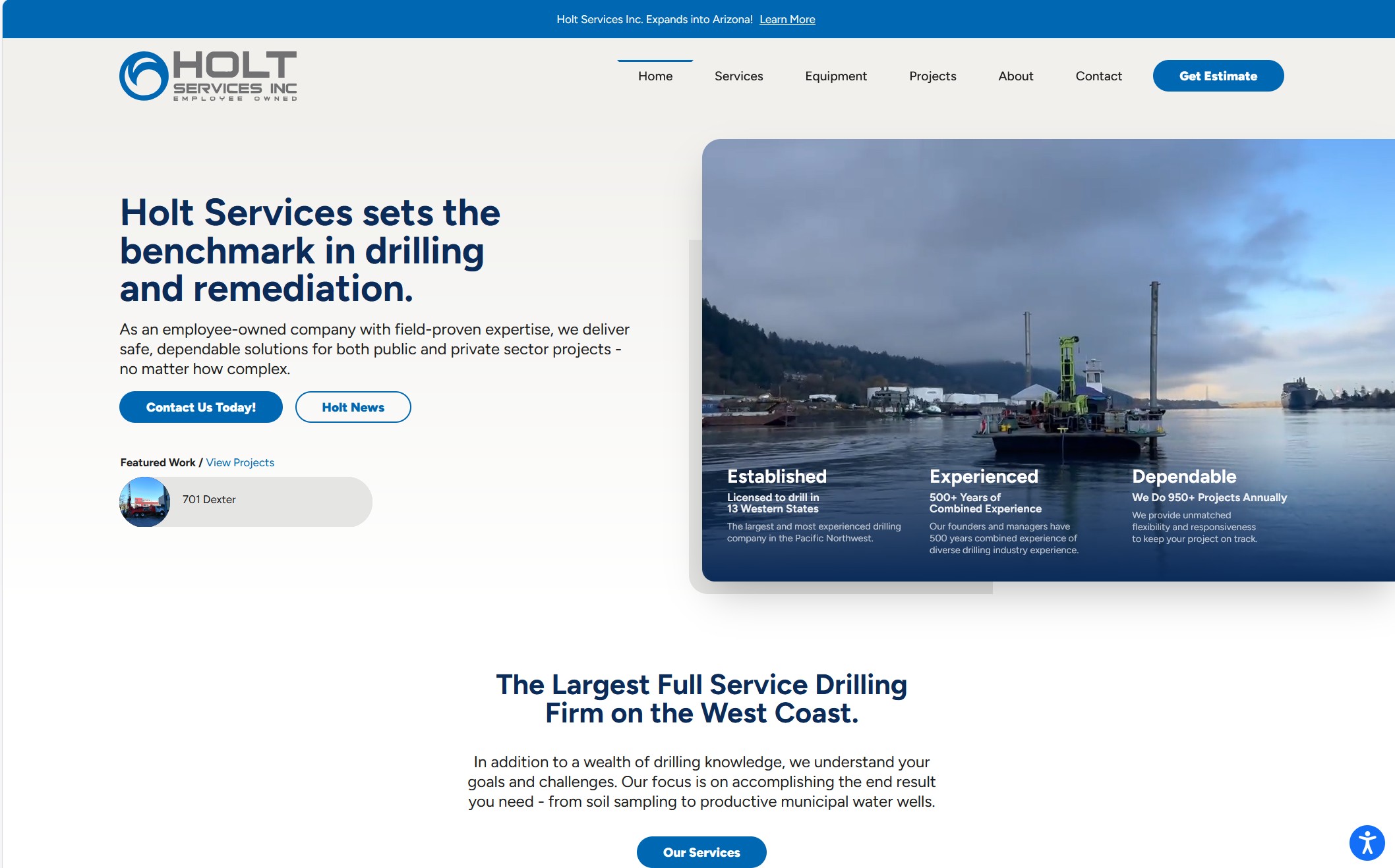 Holt Services website home page