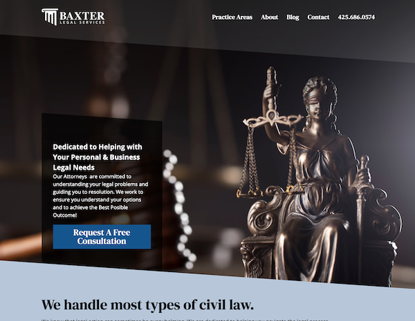Baxter Legal Services Website Design by Efinitytech Seattle