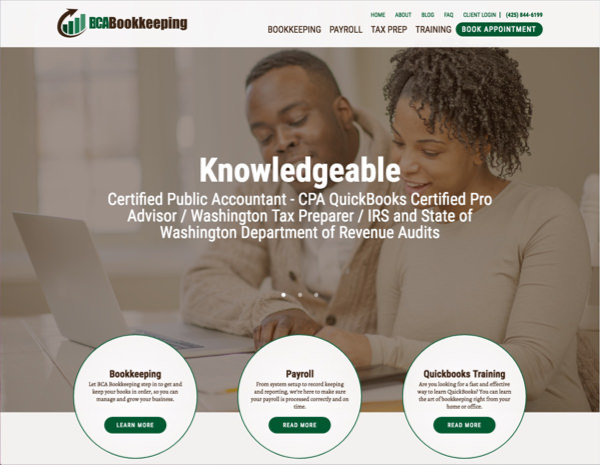 BCA Bookkeeping Website Design by Efinitytech Seattle