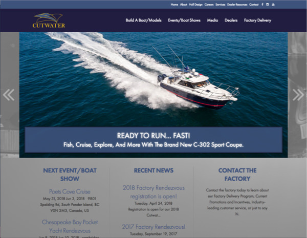 Cutwater Boats Website Design by Efinitytech Seattle