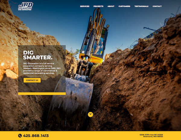 JBD Excavation Website Design by Efinitytech Seattle