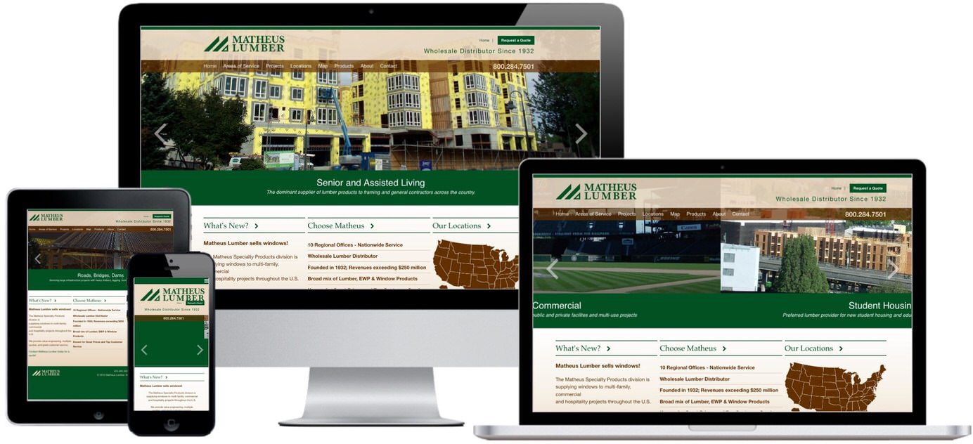 Matheus Lumber Website Design by Efinitytech Seattle