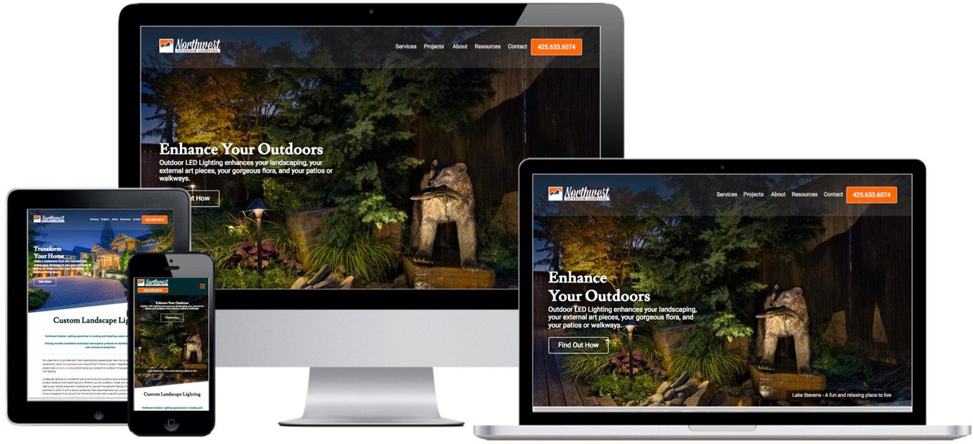 NW Outdoor Lighting Website Design by Efinitytech Seattle