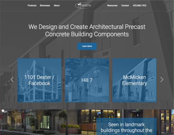 Olyprecast Website Design by Efinitytech Seattle