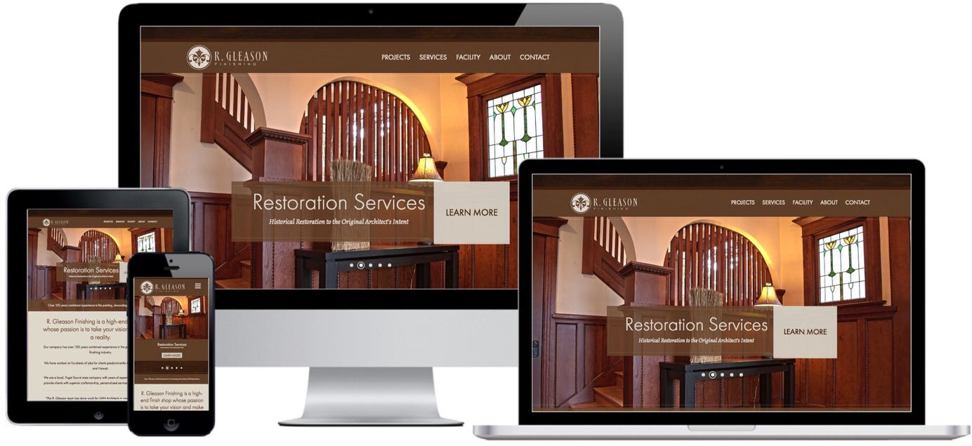 R Gleason Finishing Website Design by Efinitytech Seattle