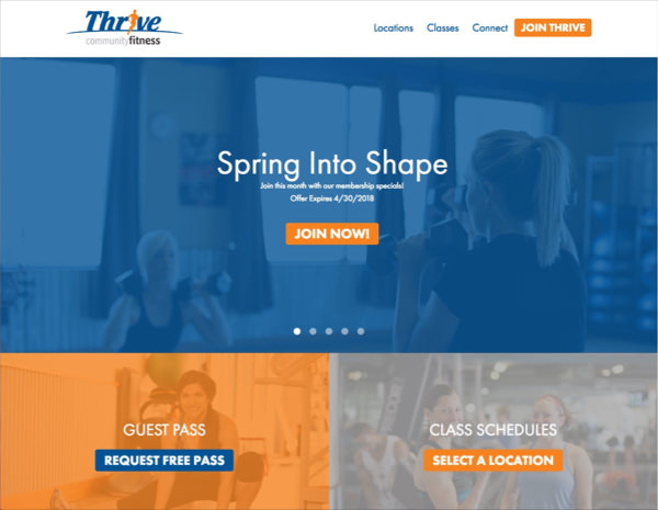 Thrive Community Fitness Website Design by Efinitytech Seattle