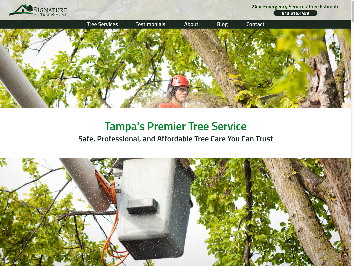 Signature Tree Trimming Website Homepage